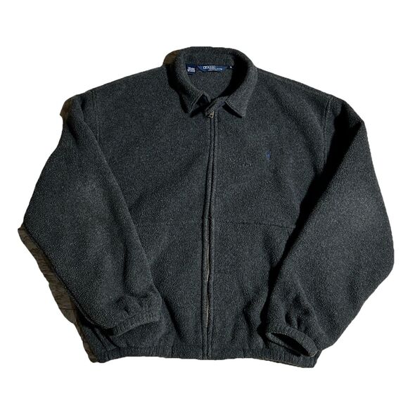Polo Ralph Lauren Fleece Zip Jacket Men’s L Gray 90s Y2K Vintage - Picture 1 of 7